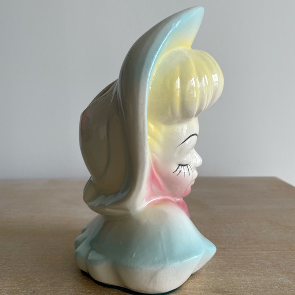 Vintage 50’s Ceramic Lady Head Glamour Girl Vase - Picture 3 of 13